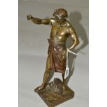 AFTER E. PICAULT, a bronze figure of a classical male, titled to the base 'Gloire et Fortune' and '