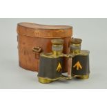 A PAIR OF BRITISH WWII ERA MILITARY STEREO PRISM BINOCULARS, by Ross of London, brass construction