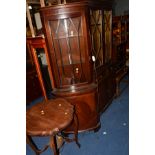 A REPRODUCTION MAHOGANY GLAZED TWO DOOR DISPLAY CABINET, width 86cm x depth 38cm x height 151cm (