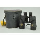 A PAIR OF WWII ERA R.E.L./CANADA MILITARY BINOCULARS, in black leather case, this example is dated
