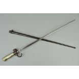 A FRENCH SWORD BAYONET AND METAL SCABBARD, all complete and in very good condition for the M1886