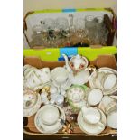 TWO BOXES OF CERAMICS, GLASS, CUTLERY, etc, to include Royal Albert 'Old Country Roses' coffee