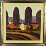 IRINA KOULIKOV (UZBEKISTAN CONTEMPORARY), A LANDSCAPE WITH WHITE HOUSES, initialled bottom right,