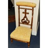 AN EDWARDIAN MAHOGANY PRAYER CHAIR