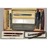 A SELECTION OF PENS, to include various Conway pens, Parker pens, a cased pen and retractable pencil