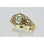 A MODERN 9CT GOLD BLUE TOPAZ AND DIAMOND DRESS RING, ring size Q1/2, hallmarked 9ct gold,