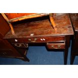 A 19TH CENTURY OAK LOWBOY, with two short and one long drawer on square legs, width 78cm x depth