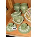 SIX WEDGWOOD GREEN JASPERWARE TRINKETS