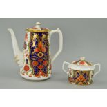 ROYAL CROWN DERBY COFFEE POT AND COVERED SUGAR BOWL, from the Curator's Collection 'Rich Japan