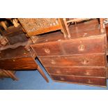 AN EARLY 20TH CENTURY OAK CHEST OF TWO SHORT AND THREE LONG DRAWERS, width 90cm x depth 51cm x