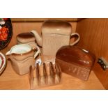 'HOVIS' CARLTONWARE BREAKFAST SET, comprising teapot, milk jug, covered sugar bowl, toast rack and