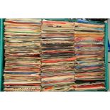 A TRAY OF OVER 400 SINGLES AND E.P'S, by artists such as The Beatles, The Police, ELO, Duanne