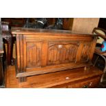 AN OLD CHARM LINENFOLD BLANKET CHEST, width 95cm