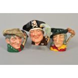 THREE ROYAL DOULTON CHARACTER JUGS, 'Long John Silver' D6335, 'The Poacher' D6429 and 'Pied Piper'
