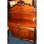 A VICTORIAN FLAME MAHOGANY CHIFFONIER with two short drawers, width 105.5cm