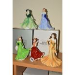 FOUR BOXED ROYAL WORCESTER FIGURES, 'November' and 'July' (floral ladies), 'Holly' and 'Claire' (