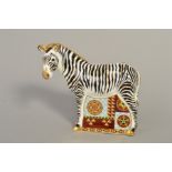 A ROYAL CROWN DERBY SECONDS PAPERWEIGHT, 'Zebra' (silver stopper)