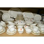 ROYAL WORCESTER 'GOLD CHANTILLY' DINNER/TEAWARES, etc, to include platters, soup bowls, teapots,