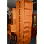 TWO TALL MODERN BEECH OPEN BOOKCASES