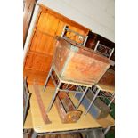 A METAL FRAMED TABLE with four matching chairs, together with a modern pine dresser (6)