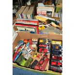 A TRAY OF TOY CARS ETC, to include Shell Classico Ferrari examples, boxed various other Matchbox,