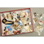 A SELECTION OF BADGES, to include Robertston badges depicting a nurse, footballer, policeman,