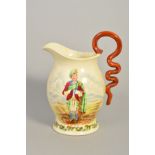 A FIELDINGS CROWN DEVON 'HARRY LAUDER' MUSICAL JUG, the handle modelled as his twisted cane, with
