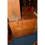 A TALL VICTORIAN PINE BLANKET CHEST, width 66.5cm x depth 53cm x height 74cm (s.d.)