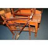 A VICTORIAN PINE WASHSTAND, together with a towel rail and a warming pan (3)