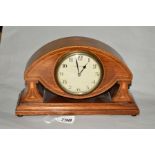 A SMALL INLAID MANTEL CLOCK, dial marks 'The Northern Goldsmiths Newcastle-Upon-Tyne' width 25.5cm x