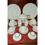 ROYAL CROWN DERBY 'DARLEY ABBEY PURE' PART TEAWARES, to include large teapot, small teapot, two