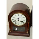 A MAHOGANY CASED BRACKET CLOCK BY GUSTAV BECKER, white porcelain face with Roman numerals, side