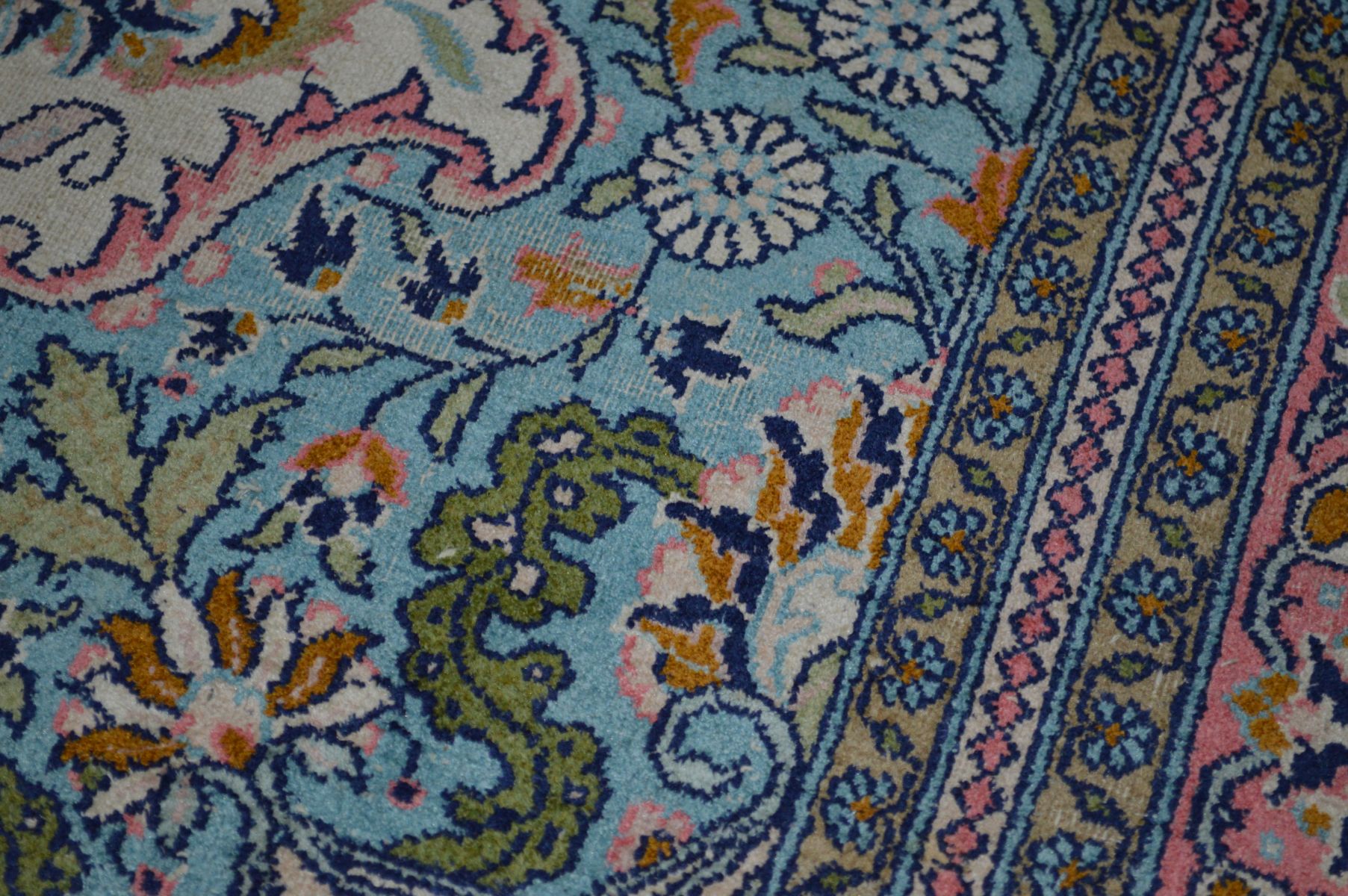 A LATE 20TH CENTURY AXMINSTER SILK RUG, light blue ground, approximately 185cm x 125cm (showing - Image 3 of 5