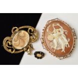 THREE BROOCHES, to include a small early Victorian memorial brooch, a late Victorian memorial brooch