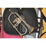 A FRENCH PLATED HORN FLUGEL, stamped with Made in France and signature 'Antoine Courtois, France',