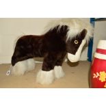 A MERRYTHOUGHT HORSE, c.1970's brown plush with white mane, tail and socks, very good condition