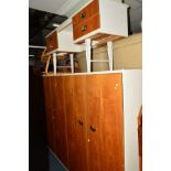 AN AUSTIN SUITE TEAK AND WHITE PAINTED THREE PIECE BEDROOM SUITE, comprising two various double door