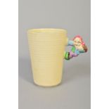 CLARICE CLIFF FOR NEWPORT POTTERY NURSERY WARE MUG, rubbed cylindrical form with an applied