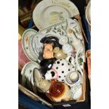 A BOX AND LOOSE CERAMICS ETC, to include Portmeirion, Goebel, stoneware bottles, vases, etc