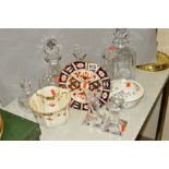 GLASS AND CERAMICS, to include a Royal Crown Derby 'Imari' plate, pattern number 2451, date mark