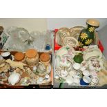 FOUR BOXES CERAMICS, GLASS ETC, to include Washington Indian Tree part dinnerwares, Sheriden