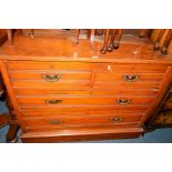 AN EDWARDIAN SATINWOOD CHEST OF TWO SHORT AND THREE LONG DRAWERS