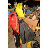 A DIRT DEVIL GARDEN VAC, a Karcher pressure washer, a box containing various hand tools including