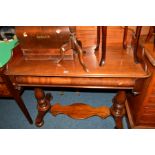 A VICTORIAN WALNUT WASHSTAND with a raised back and sides on baluster uprights united by a shaped