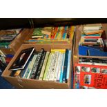 FOUR BOXES AND LOOSE BOOKS, to include Railway 'Dandy' annuals, horticultural, etc