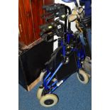 TWO BLUE MOBILITY WALKERS, and a wheelchair (3)
