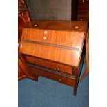 AN EDWARDIAN MAHOGANY FALL FRONT BUREAU with two drawers