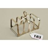 A GEORGE V SILVER FIVE BAR TOAST RACK, makers Ollivant & Botsford, Birmingham 1932, approximate