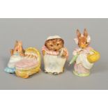 THREE BESWICK BEATRIX POTTER FIGURES, 'Mrs Tiggy-Winkle' BP1a, 'Hunca Munca' BP2a and 'Mrs Rabbit'