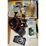 A BOXED NIKON F-301 FILM SLR, a boxed 50mm f1.8 lens and a boxed SB-18 flash all in a kit outer